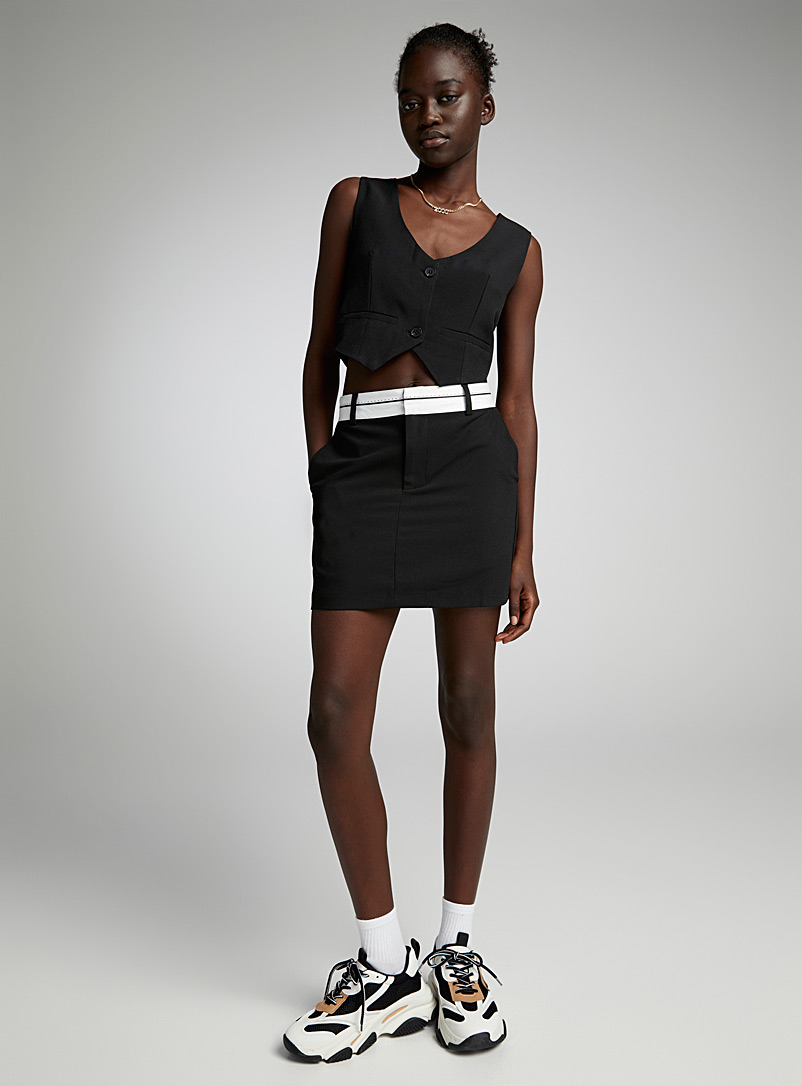 Twik: La minijupe habillée façon taille repliée Noir pour femme