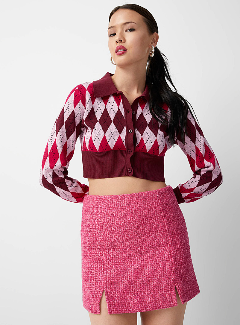 Twik Pink Fuchsia tweed miniskirt for women