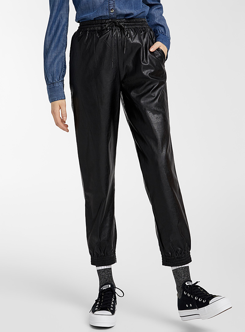 faux leather jogger pants for womens