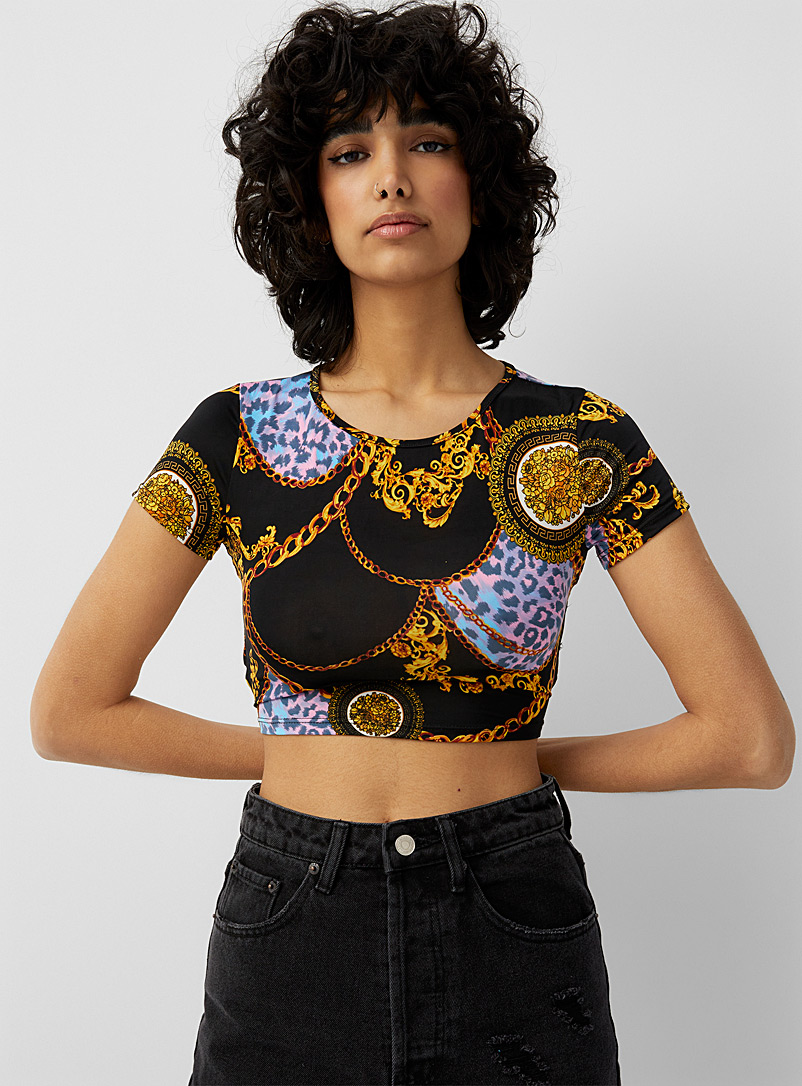 Twik Patterned Black Baroque leopard T-shirt for women