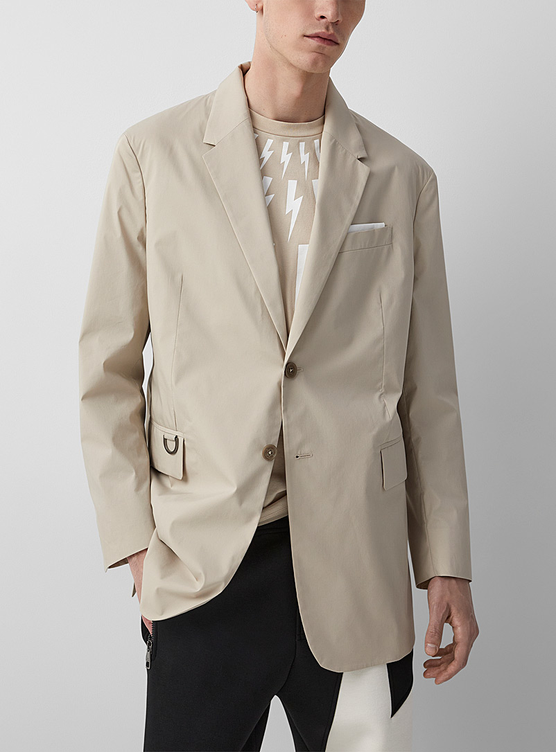 Neil Barrett Cream Beige Oversized lined blazer for men