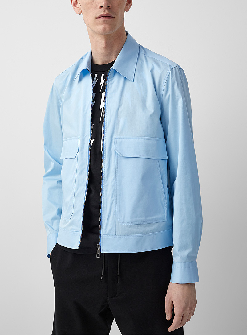 Neil Barrett: Le blouson chemise popeline Bleu pour homme