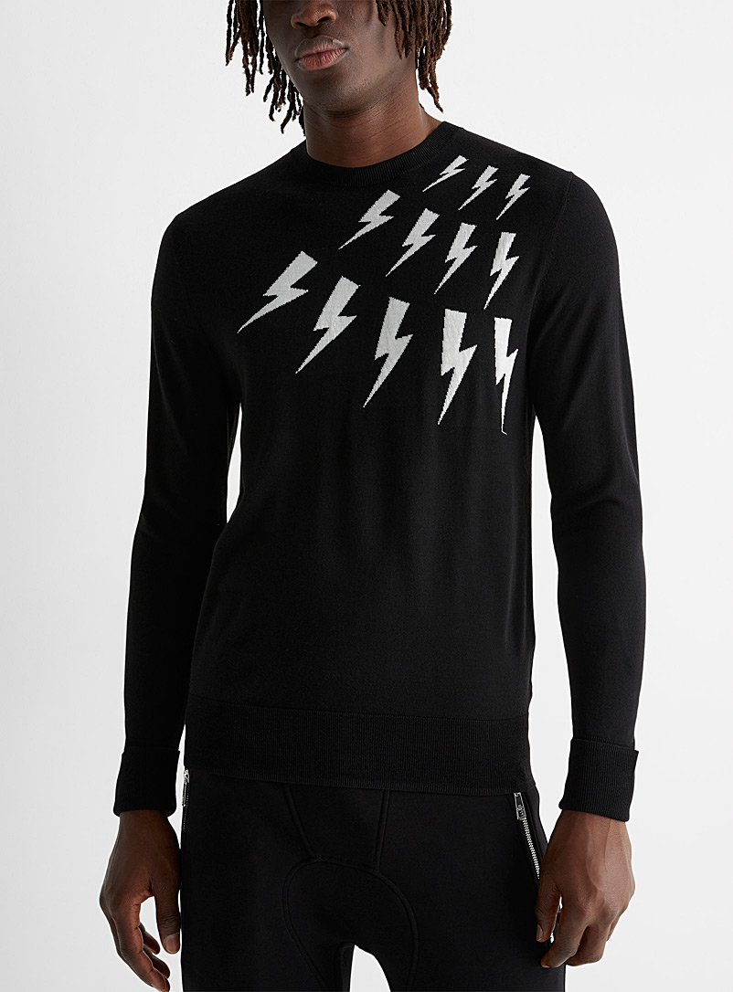 Neil Barrett Black Oblique lightning bolts sweater for men