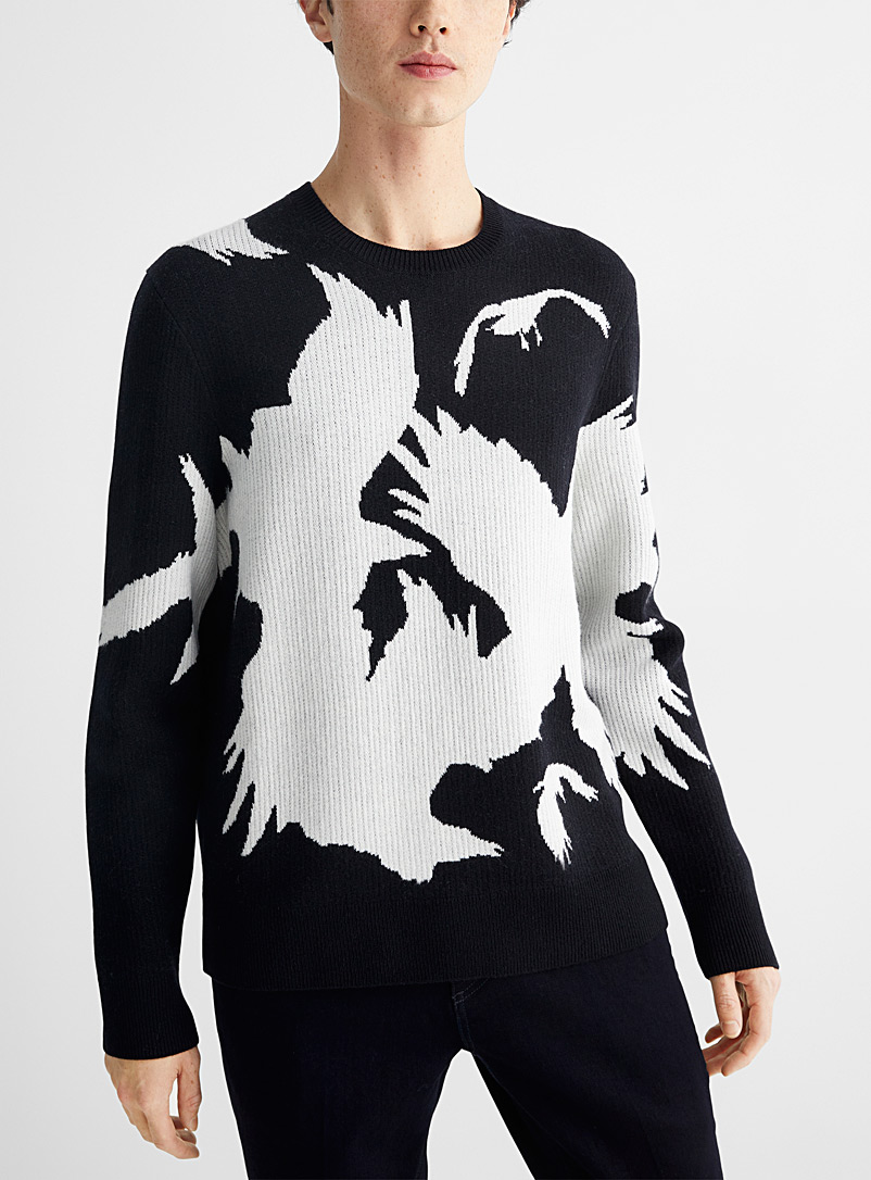 Neil Barrett Black Graphic birds sweater for men