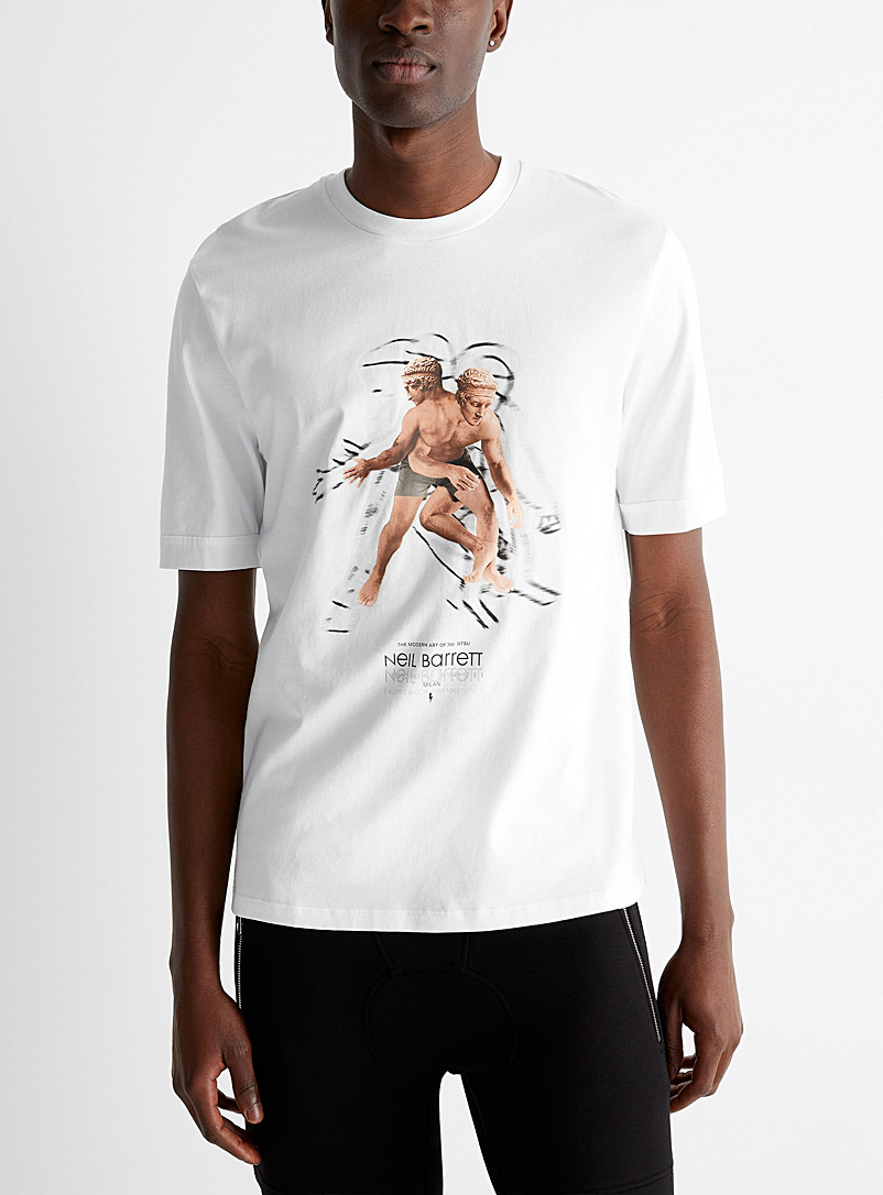 Neil Barrett: Le t-shirt The modern art of Jiu-Jitsu Blanc pour homme