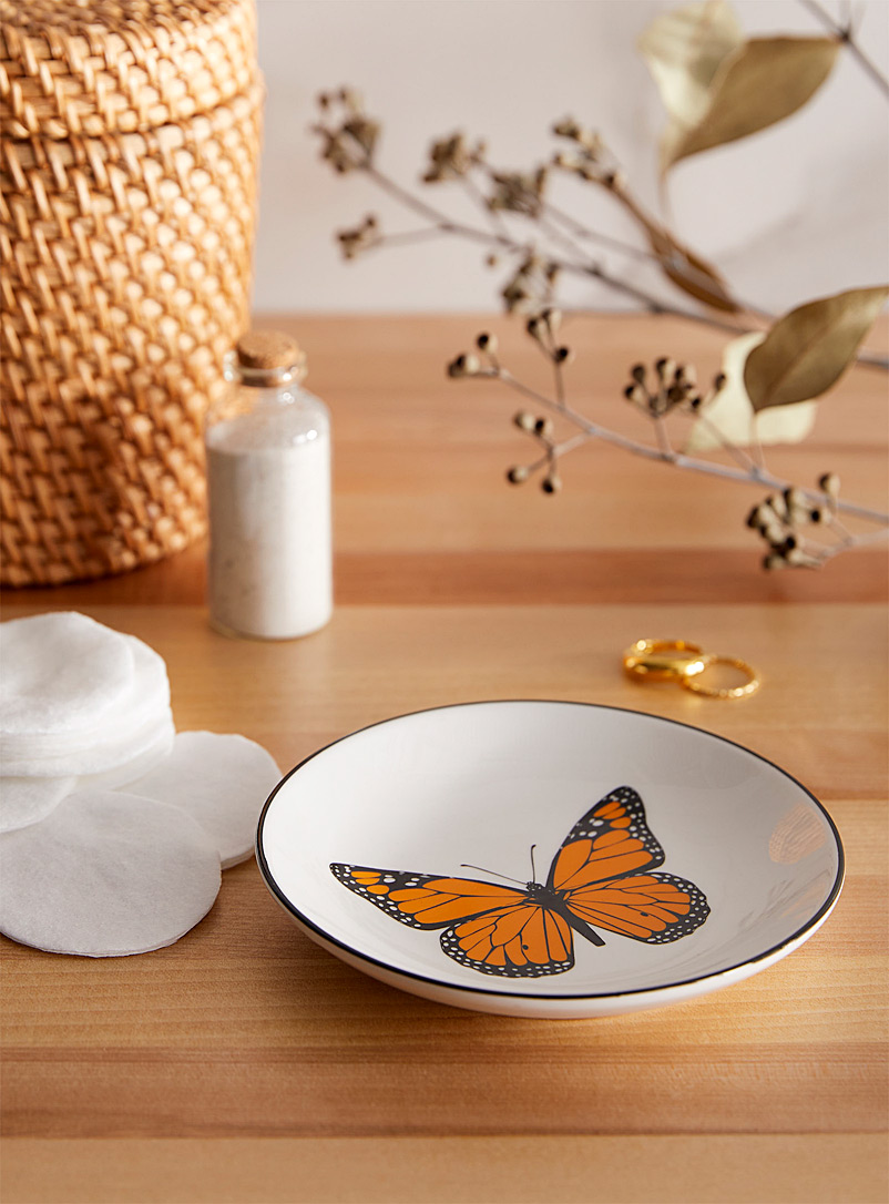 Simons Maison Patterned White Monarch butterfly small platter
