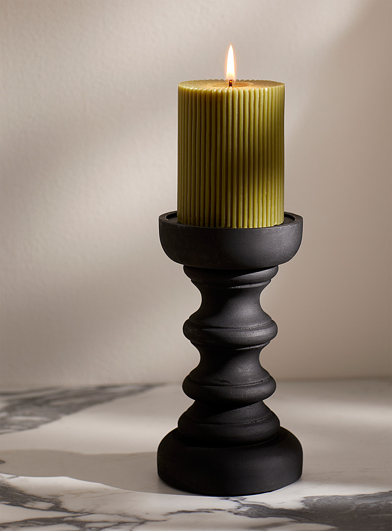 Simons Maison Black Turned wood pillar candleholder