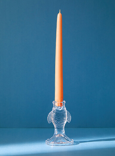Clear glass fish candleholder