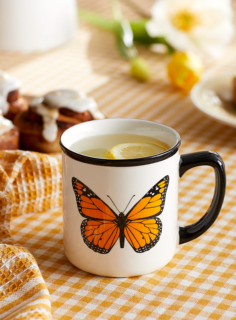 Simons Maison: La tasse papillon monarque Blanc à motifs