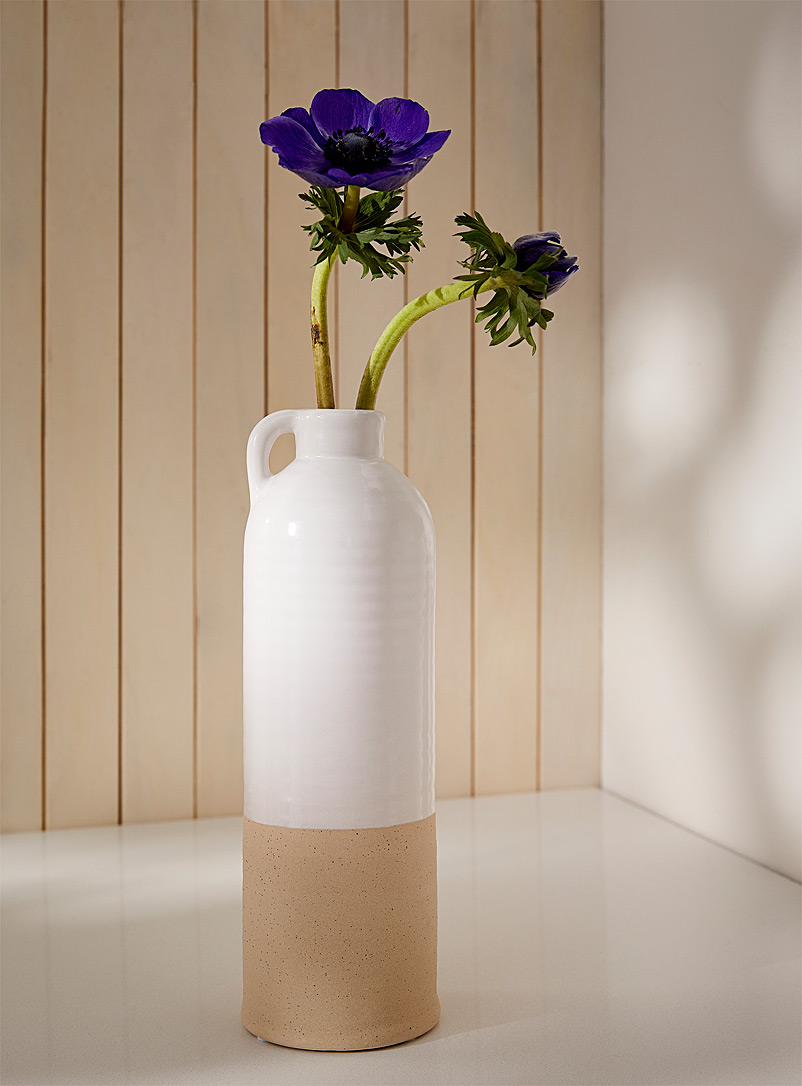 Simons Maison Off White Dual-material jar vase