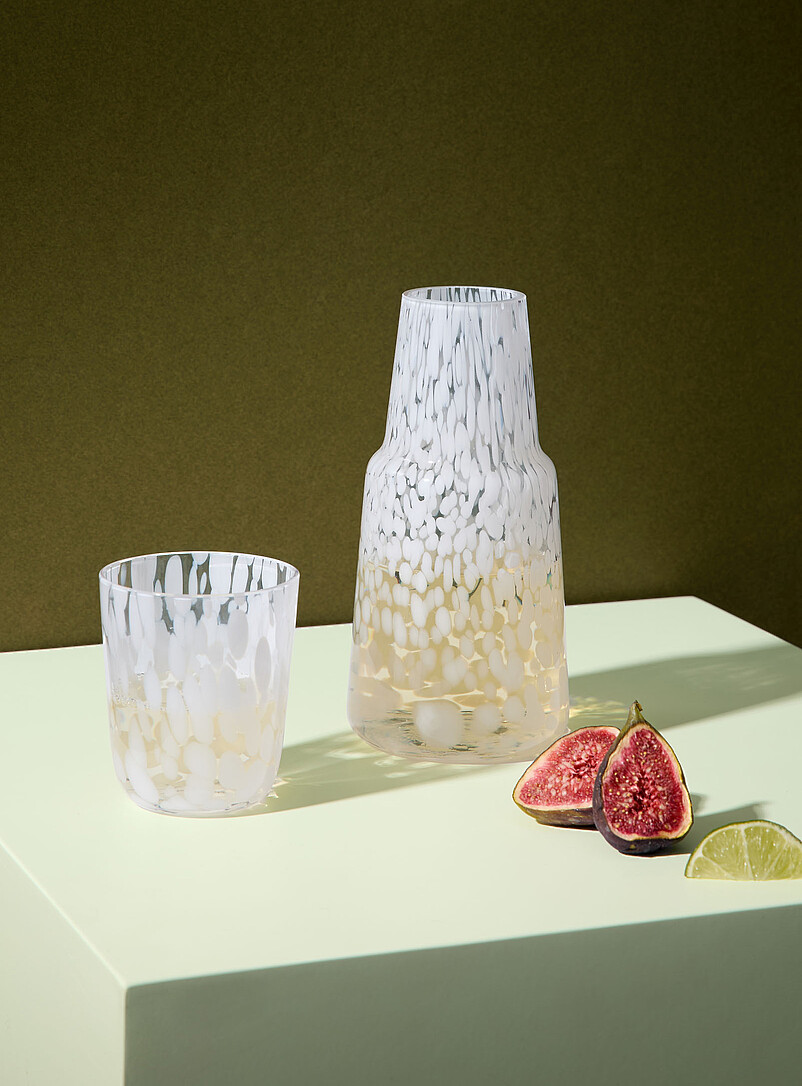 Simons Maison: L'ensemble verre et carafe effet Murano Blanc