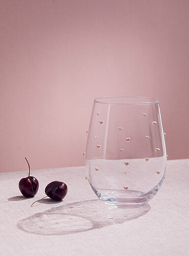 Small pink roses textured glass