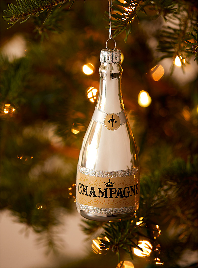 Simons Maison Silver Champagne bottle ornament