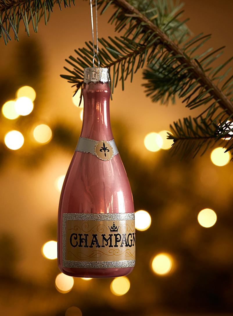 Simons Maison Dusky Pink Pink champagne bottle ornament