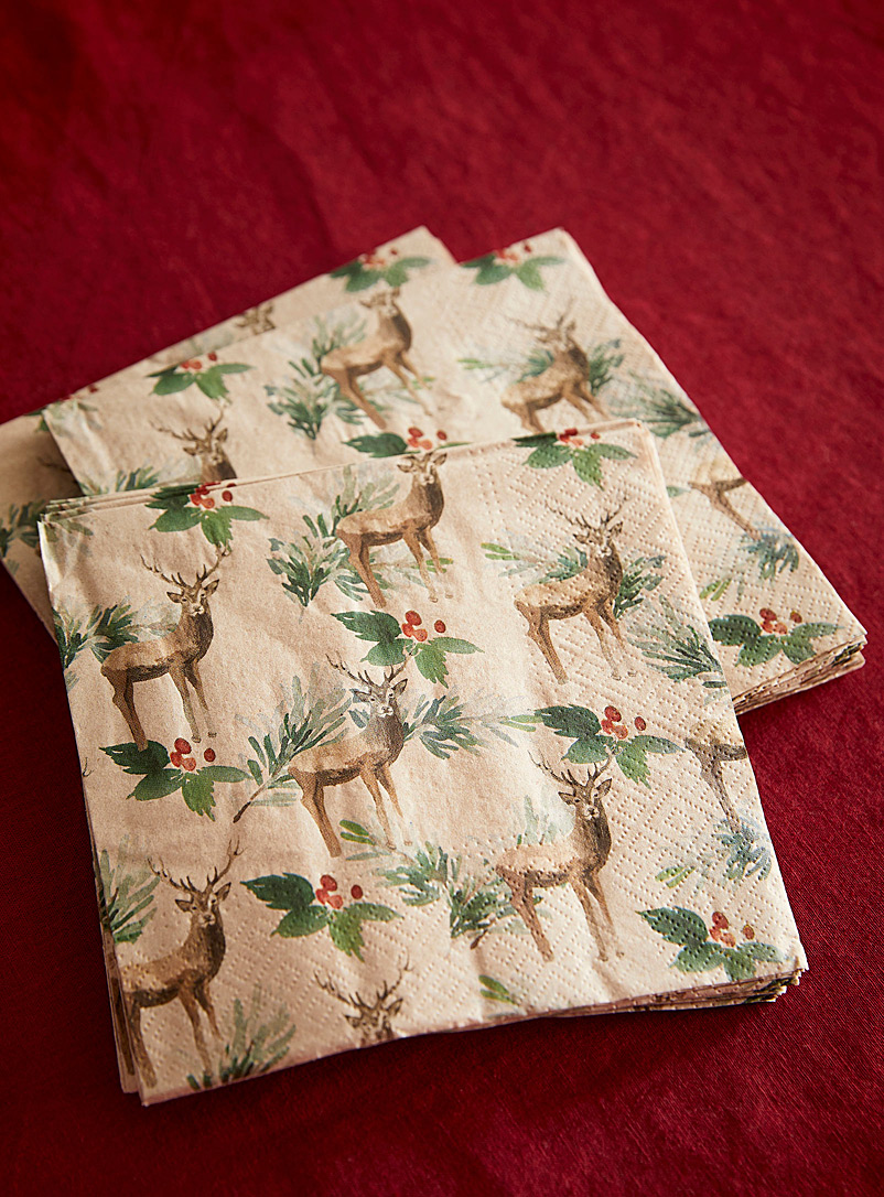 Simons Maison: Les serviettes de papier rennes sauvages 16,5 x 16,5 cm. Paquet de 20. Assorti
