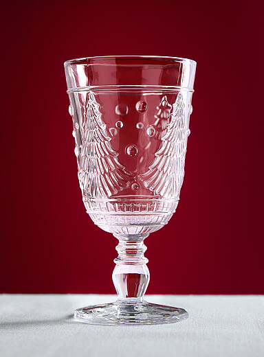 Le verre &agrave; vin textur&eacute; arbre de No&euml;l <b>Collection de No&euml;l</b>