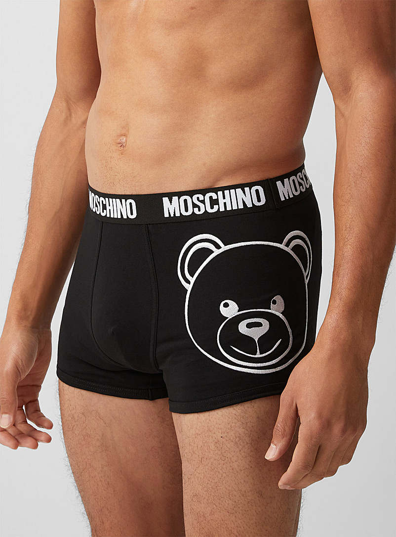 Moschino: Le boxeur court ours relief Noir à motifs pour homme