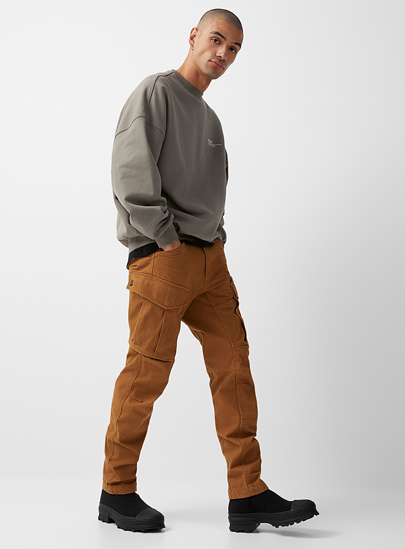 G-Star Raw: Le pantalon cargo Rovic 3D trame chevrons Coupe fuselée Miel chameau pour homme