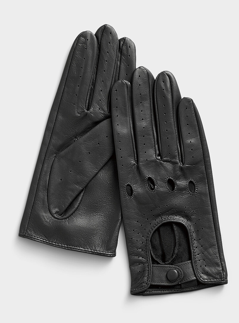 Micro-perforated leather biker gloves | Simons | Shop Women's