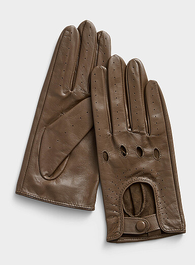Micro-perforated leather biker gloves