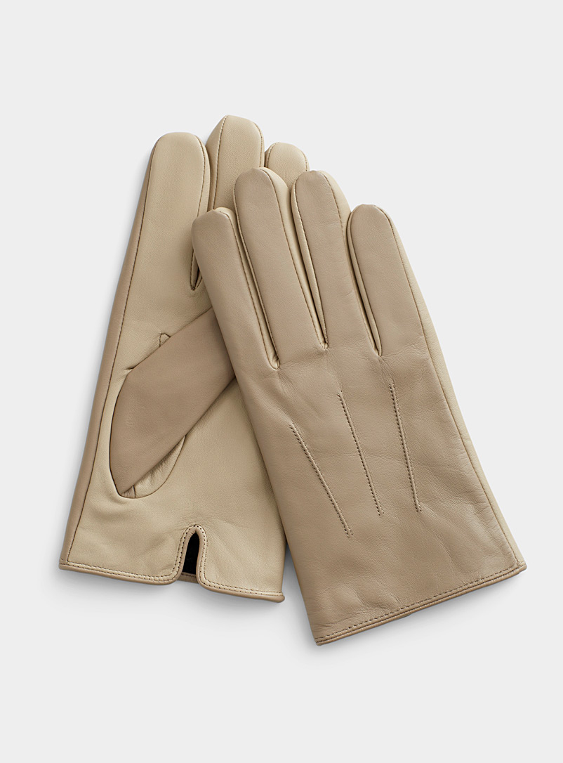 Le 31 Light Brown Two-tone leather gloves for men