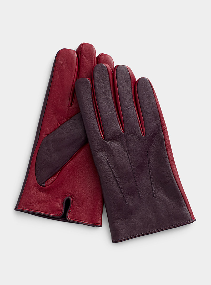 Le 31 Ruby Red Two-tone leather gloves for men