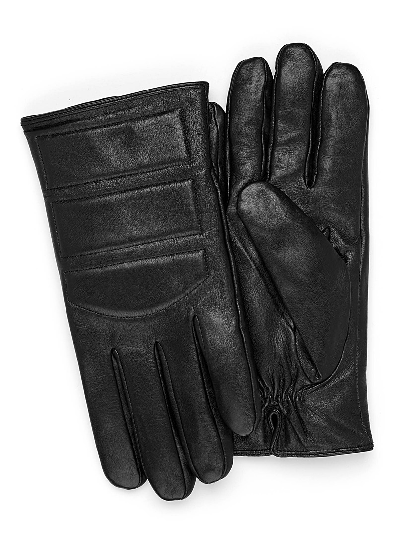 Le 31 Black Padded leather gloves for men