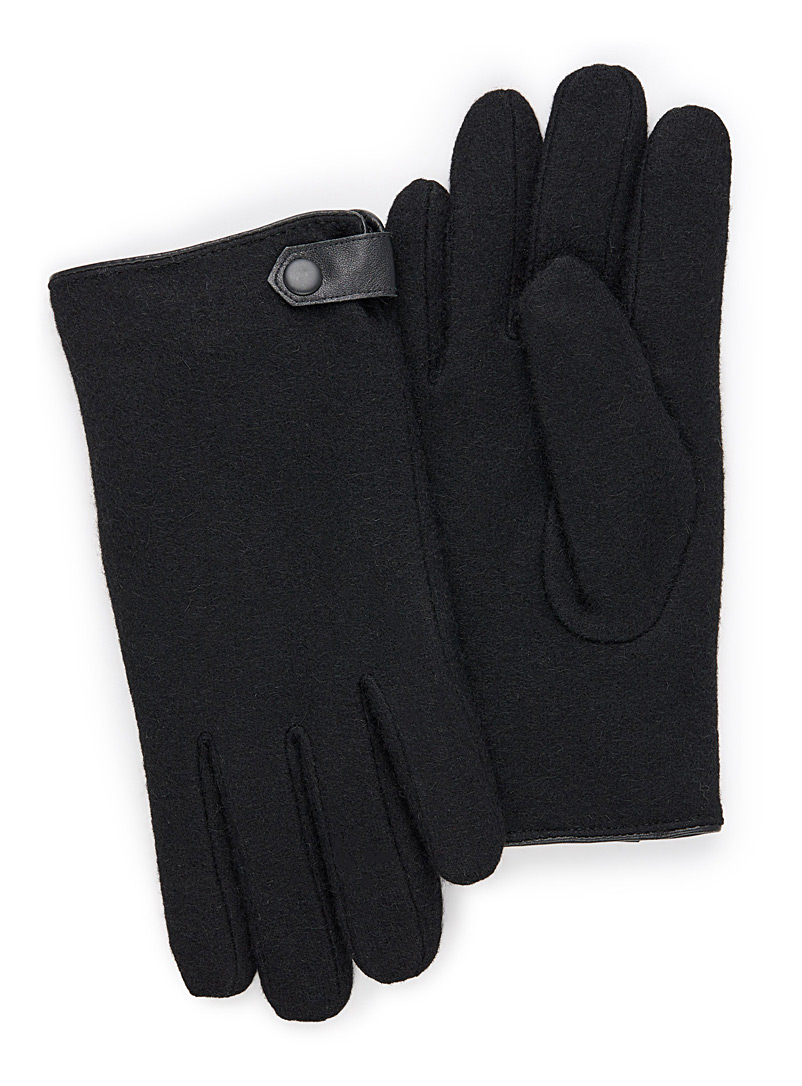 Le 31 Black Felt wool gloves for men