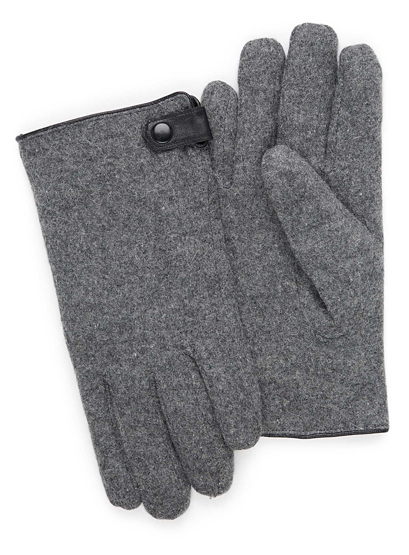 Le 31 Grey Felt wool gloves for men