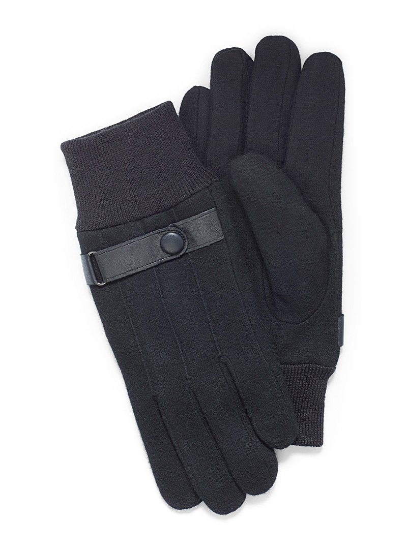 Le 31 Black Felted wool gloves for men