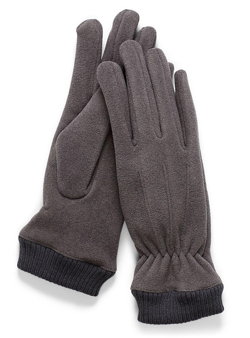 Simons Silver Topstitched polar fleece glove for women