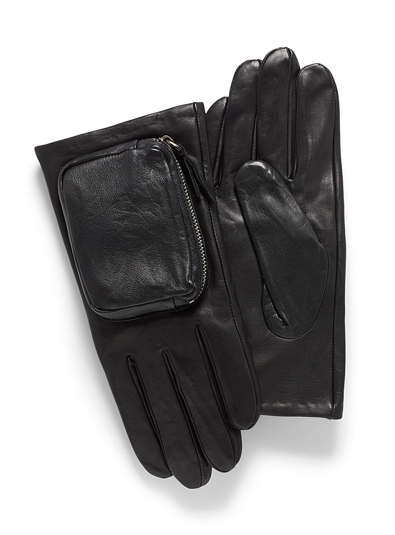 Le 31: Le gant cuir pochette cargo Noir pour homme