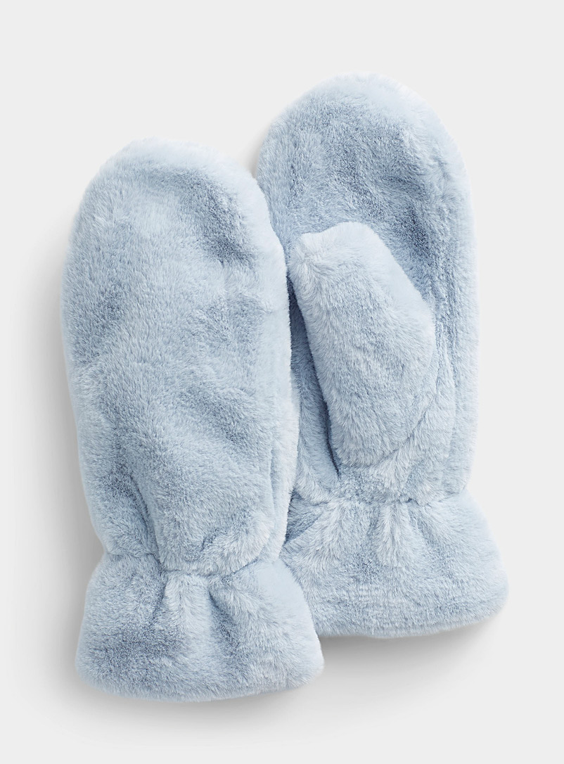 Simons Baby Blue Ultra-soft fuzzy mittens for women