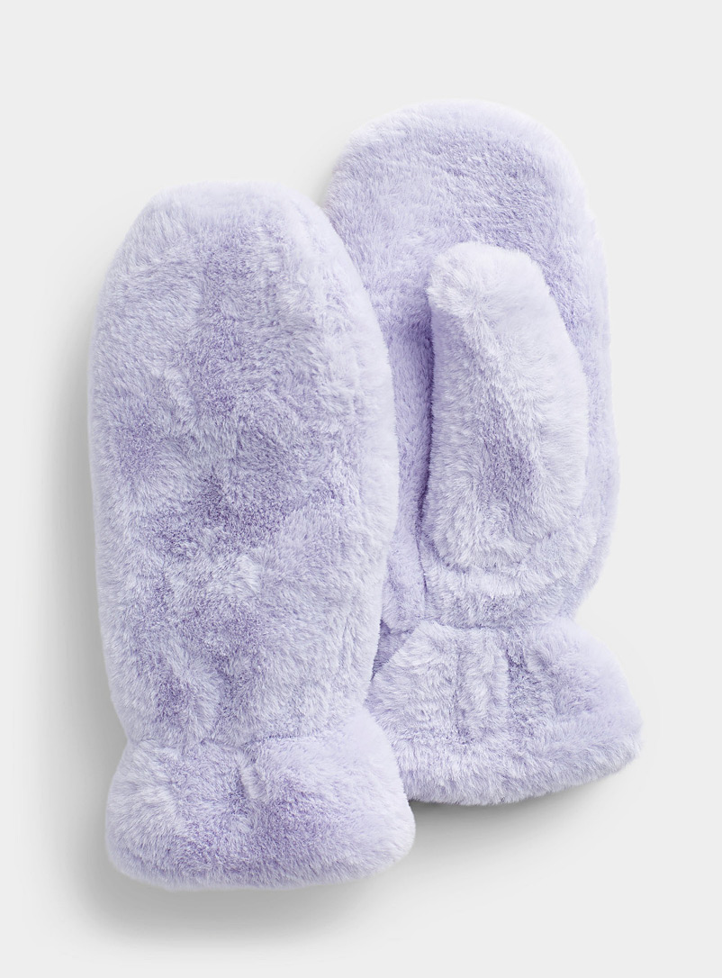 Simons Lilacs Ultra-soft fuzzy mittens for women