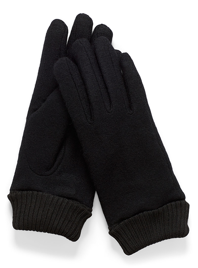 Simons: Le gant laine bouillie Noir pour femme