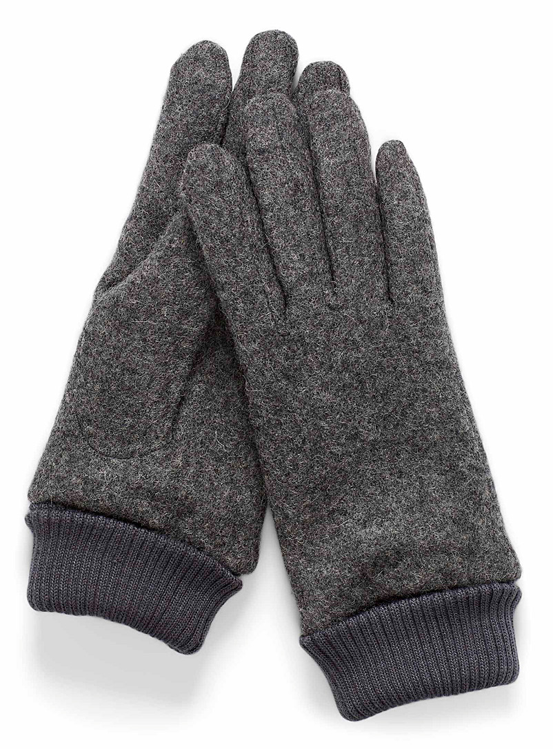 Simons Silver Boiled-wool-like glove for women
