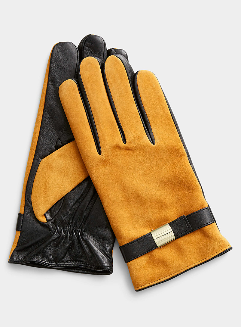 Le 31 Honey Velvety-top leather gloves for men