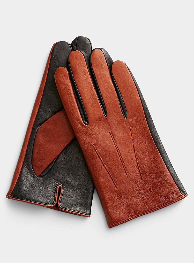 Le 31 Copper Two-tone leather gloves for men