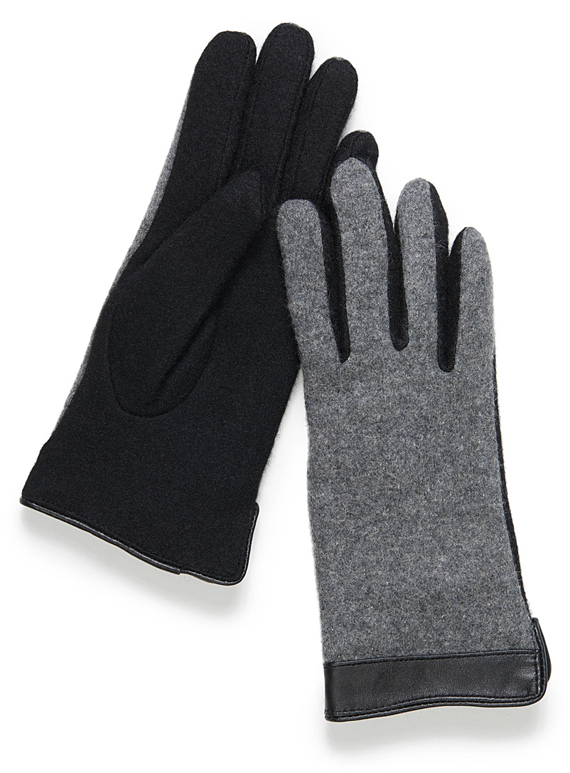 Simons Grey Felt wool gloves for women