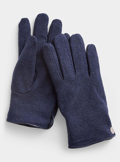 Le 31 Indigo/Dark Blue Felted knit gloves for men