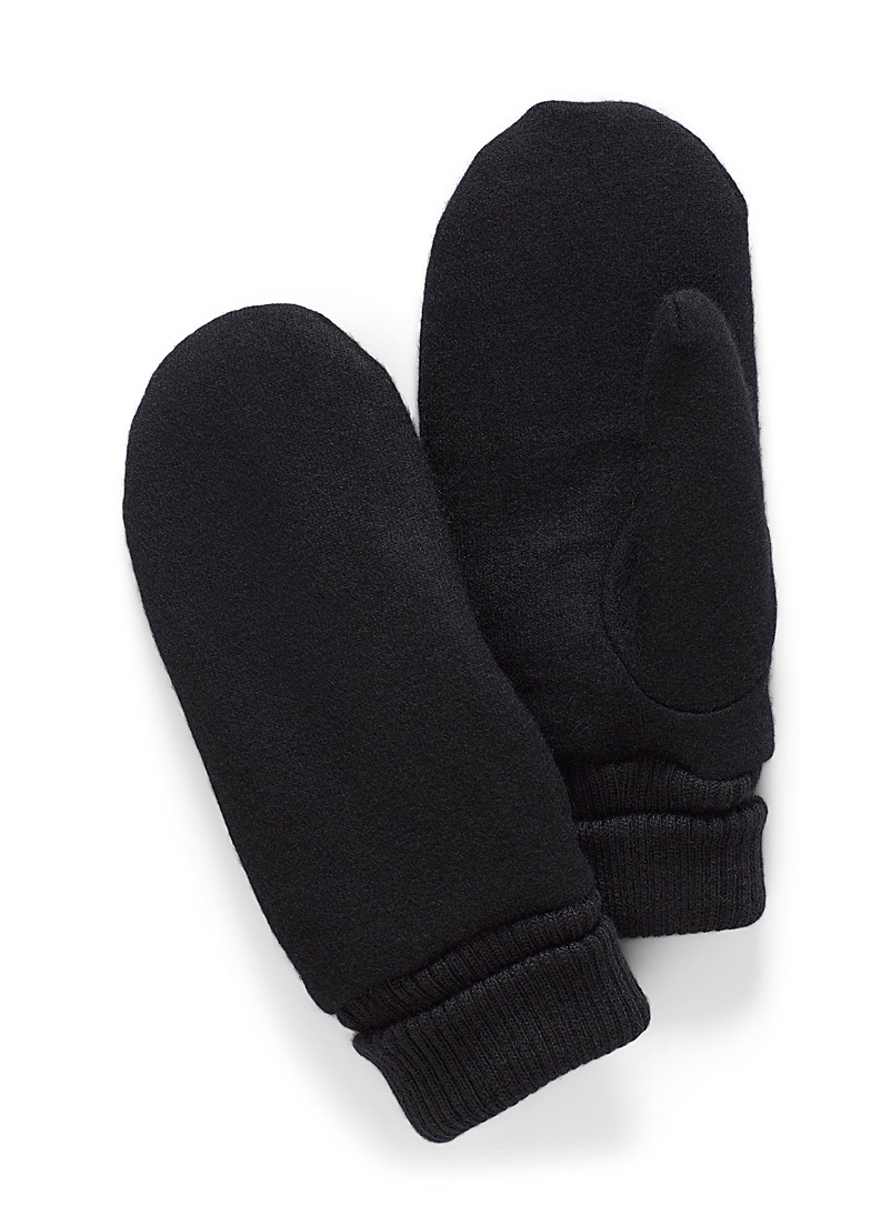 Simons Black Felted wool mittens for women