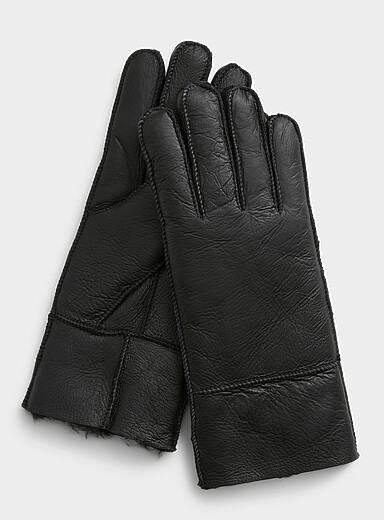 Topstitched sheepskin gloves