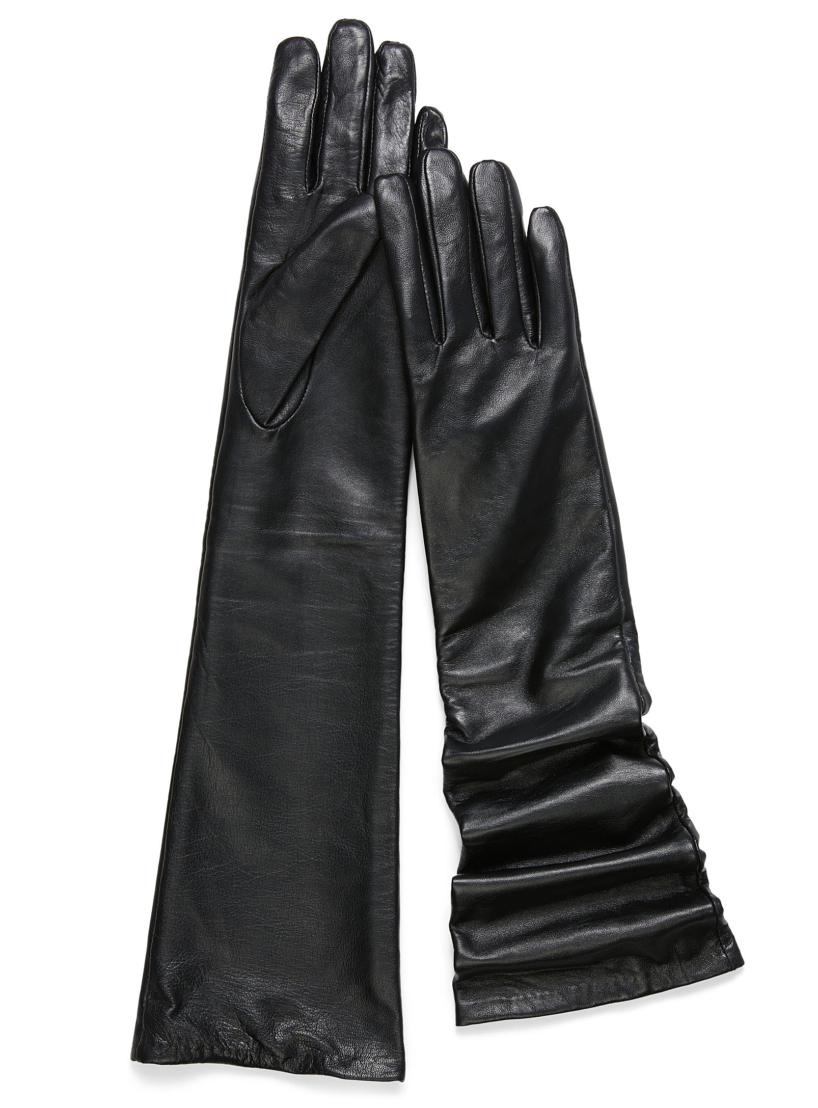 Simons - Women's Smooth long leather gloves