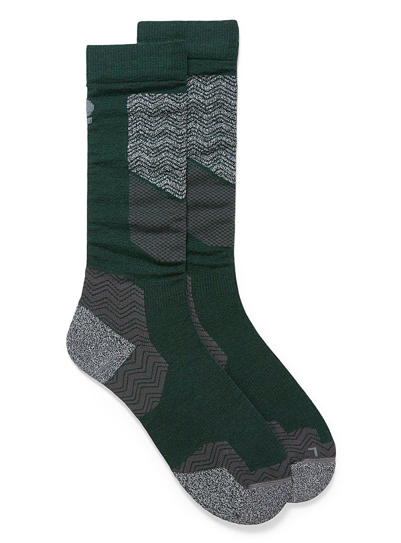 I.FIV5 Green Heathered pattern merino thermal socks for men