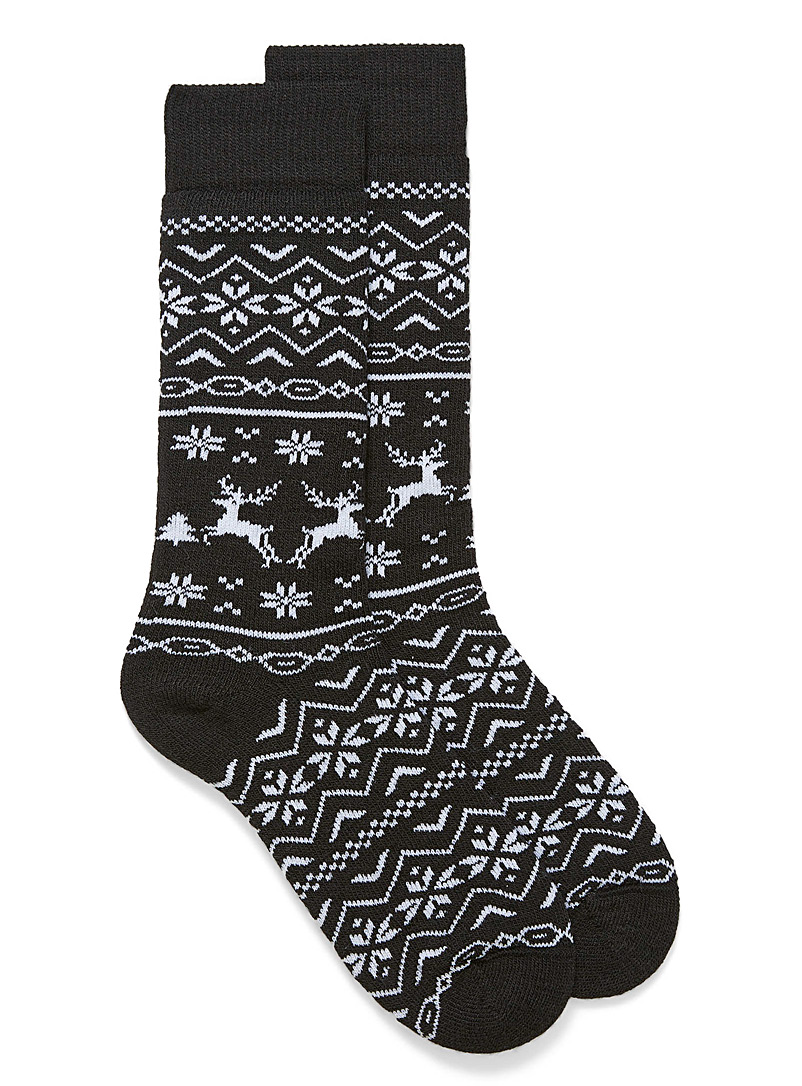 Le 31 Black and White Norwegian reindeer thermal socks for men