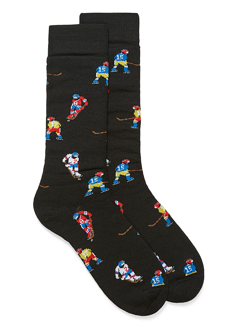 Le 31 Patterned Black Star player thermal socks for men