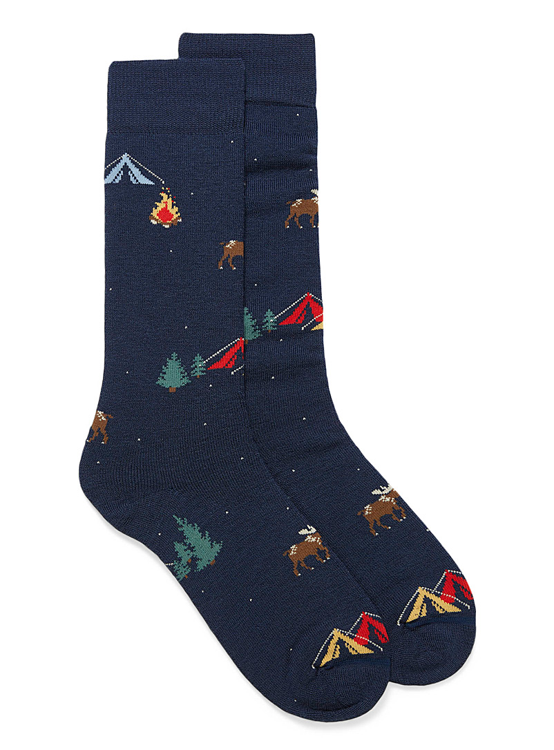 Le 31 Patterned Blue Moose thermal socks for men