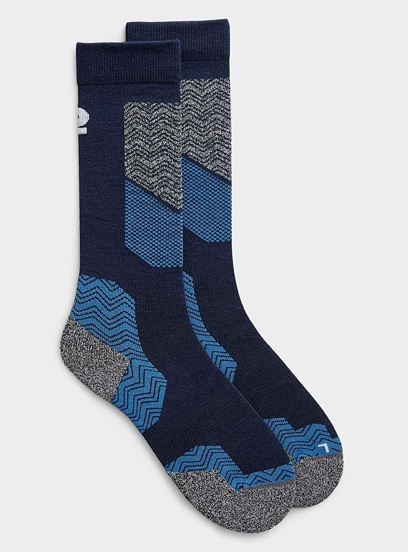 I.FIV5 Marine Blue Herringbone merino wool thermal sock for men