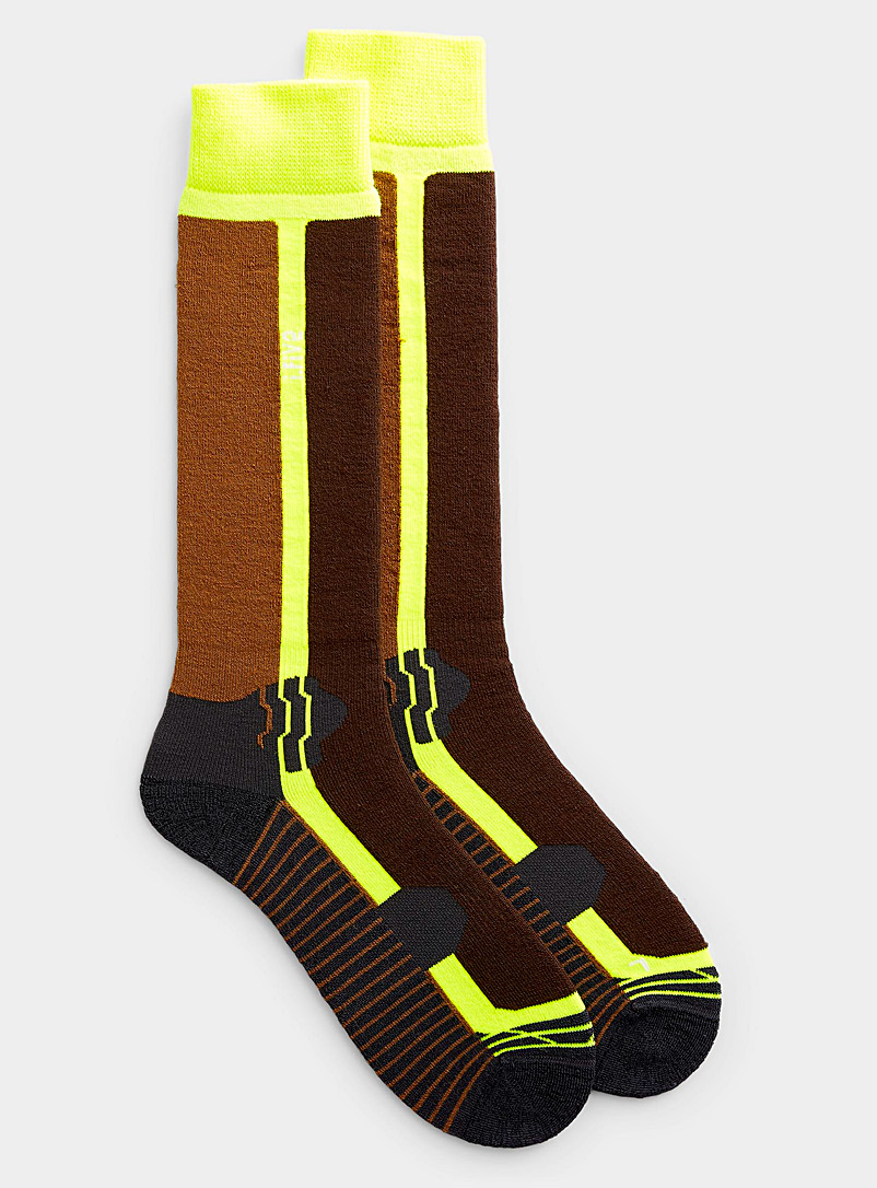 I.FIV5 Brown  Vertical line thermal sock for men