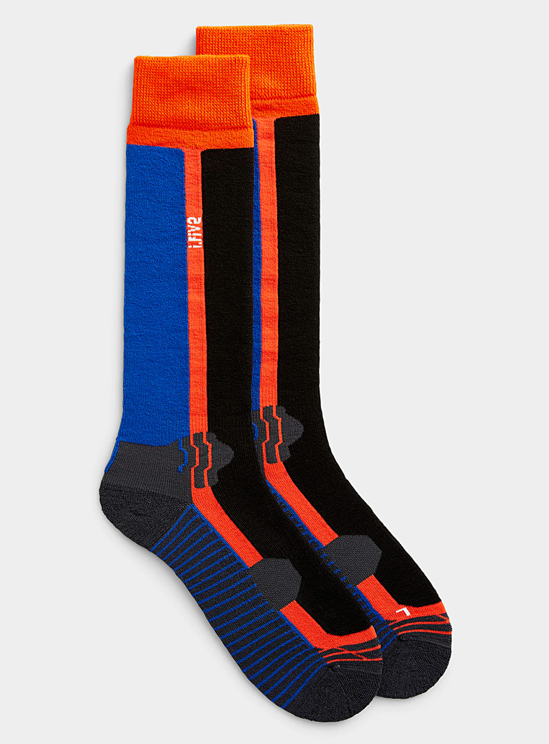 I.FIV5 Patterned Black Vertical line thermal sock for men